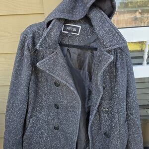 Apt. 9 Charcoal Speckled Hooded Coat